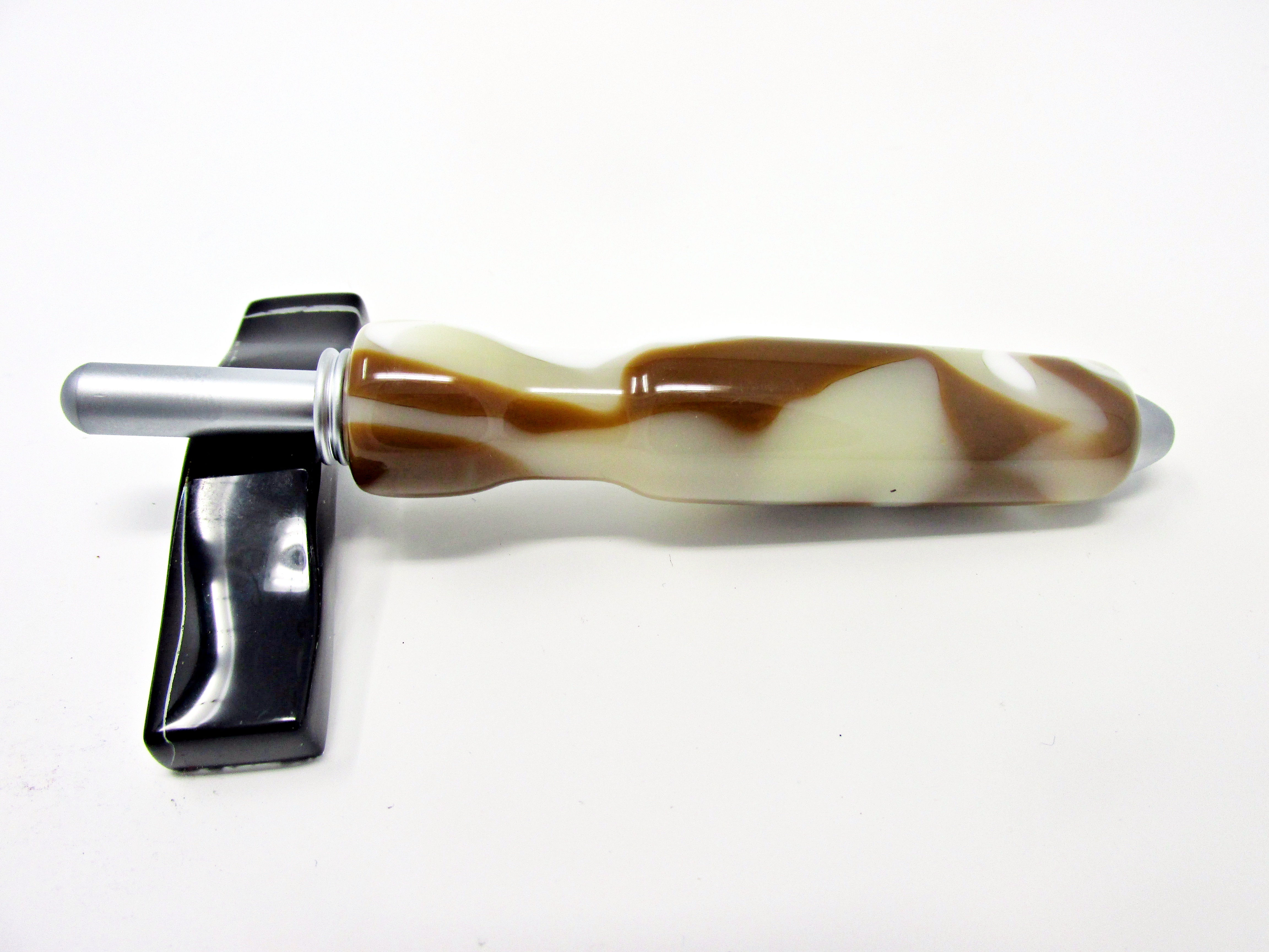 Handmade Caramel and Cream Crochet Hook with Satin Plating