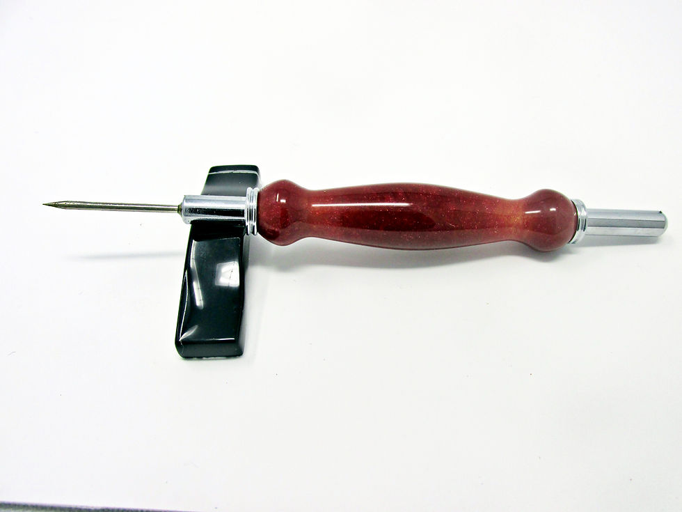 Handmade Cranberry Glitter Double Seam Ripper/Stiletto with Chrome Plating
