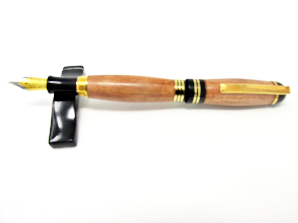 Thumbnail: Handmade Churchill Black Wattle Exotic Wood Fountain Pen with 24Kt Gold Plating