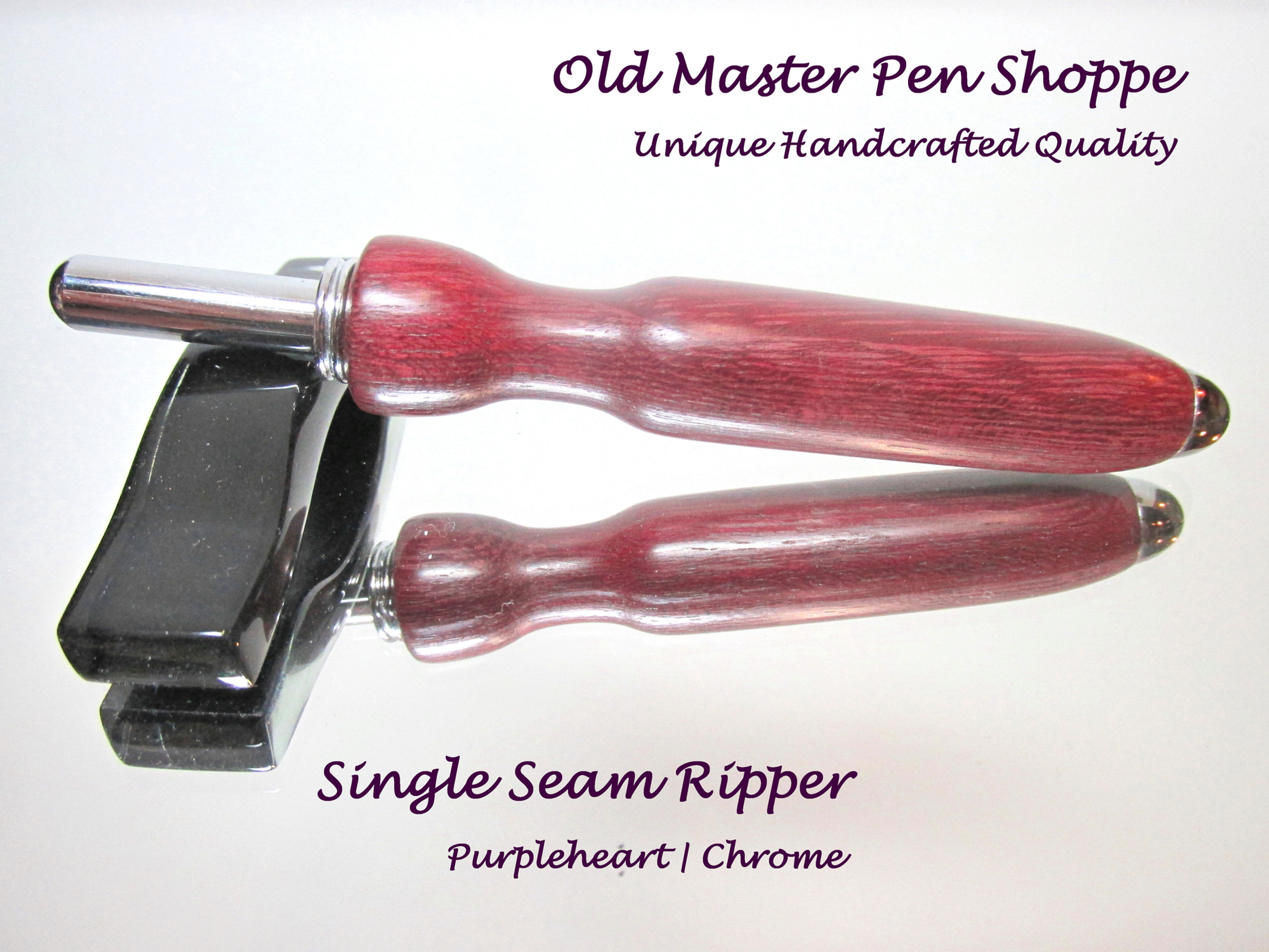 Handmade Purpleheart Seam Ripper or Stiletto with Chrome Plating