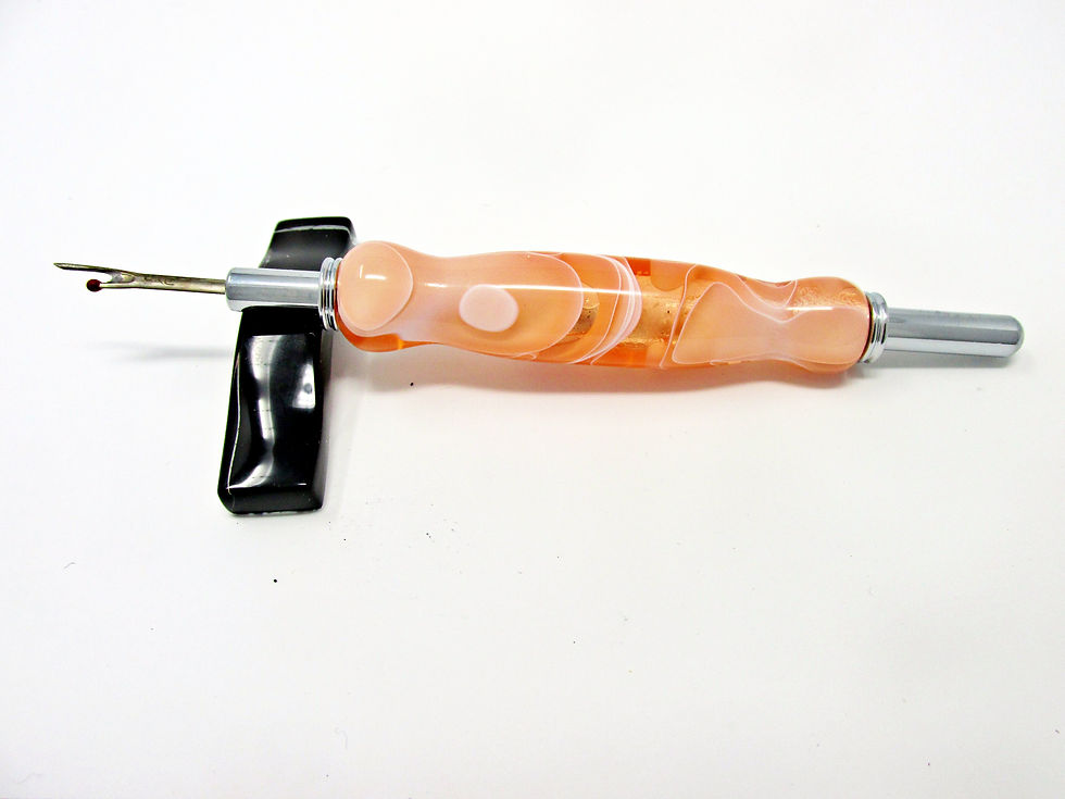 Thumbnail: Handmade Peach Water Double Seam Ripper/Stiletto with Chrome Plating