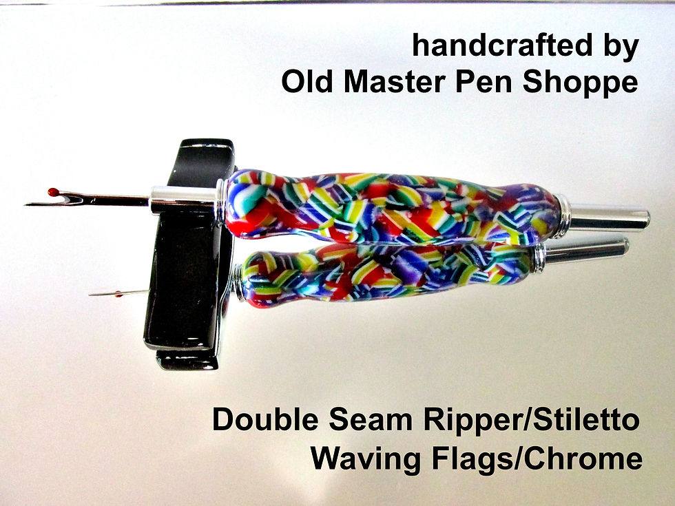 Thumbnail: Handmade Waving Flags Seam Ripper/Stiletto with Chrome Plating