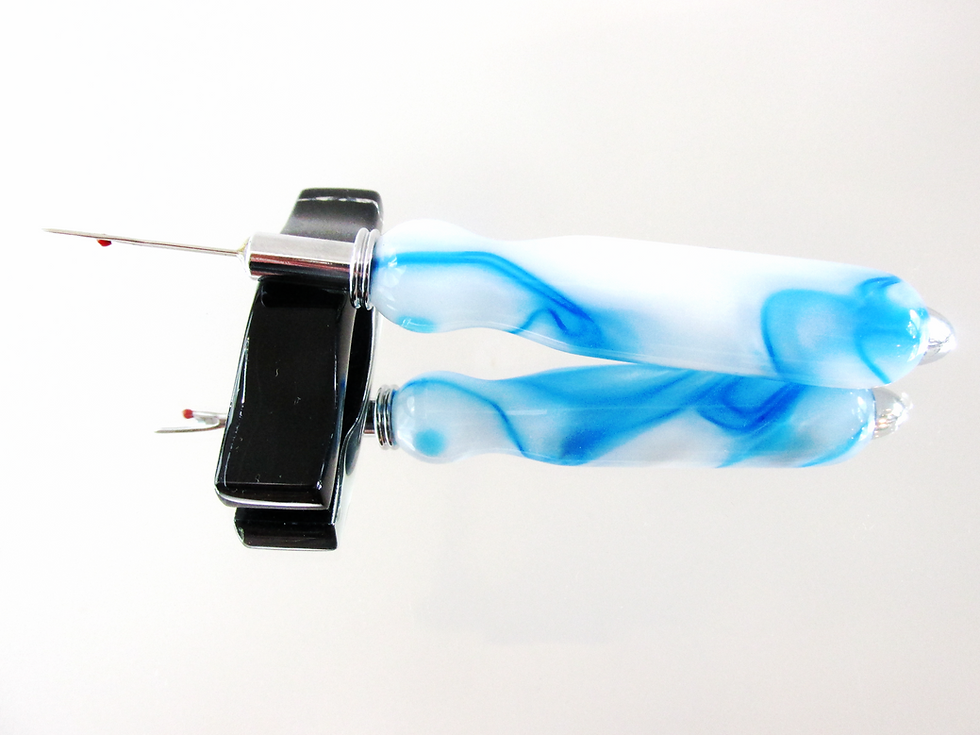 Thumbnail: The seam ripper/sewing stiletto is handmade from Glacial Streams Acrylic Acetate
