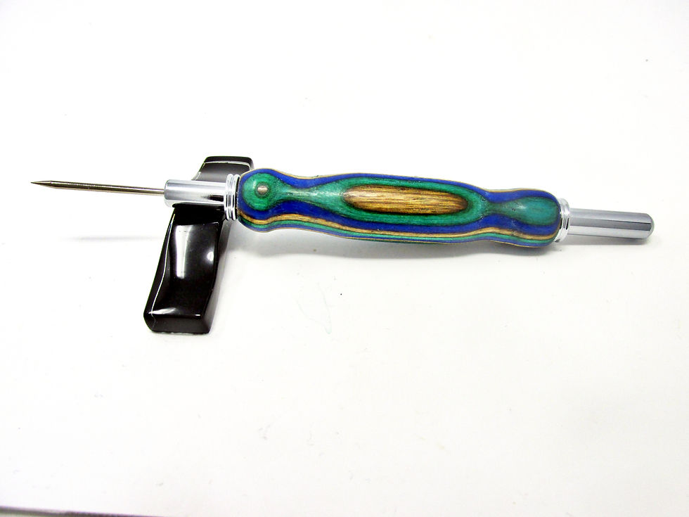 Handmade Flowerwood 17 Double Seam Ripper/Stiletto with Chrome Plating