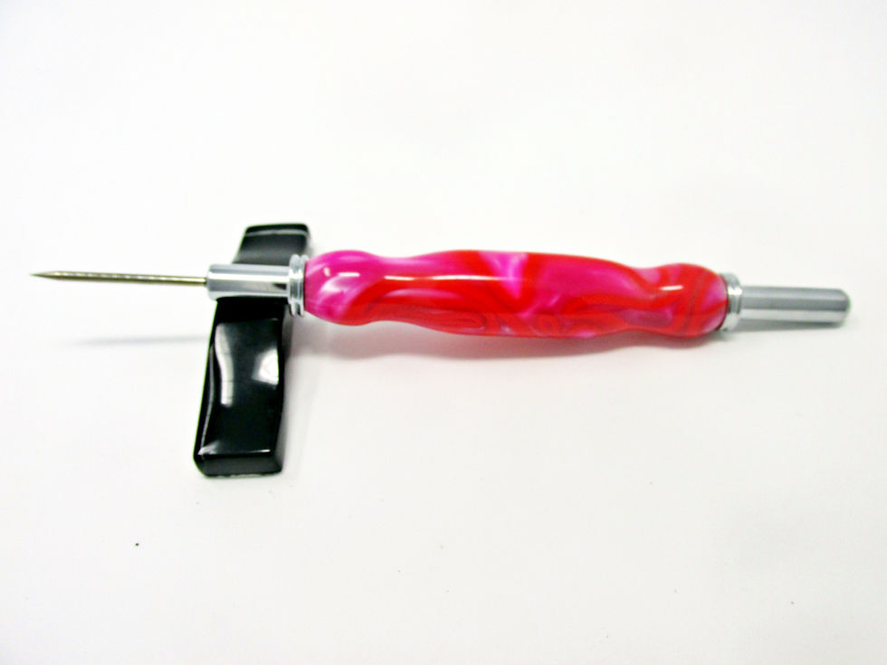 Handmade Pink Cherry Swirl Double Seam Ripper/Stiletto with Chrome Plating