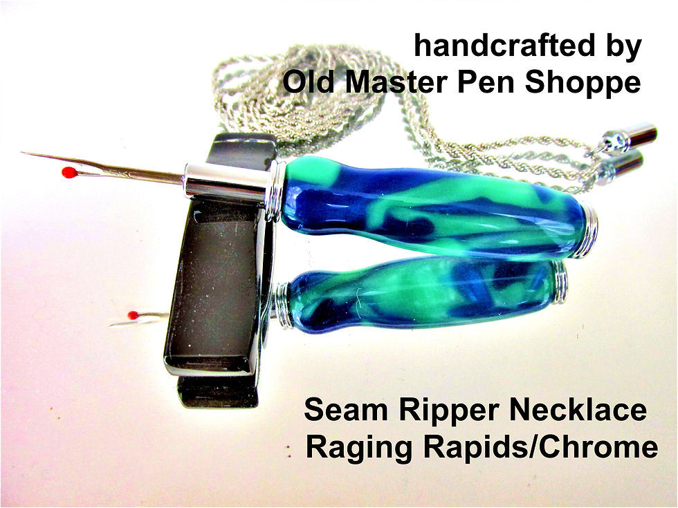 Thumbnail: Handmade Raging Rapids Mist Seam Ripper Necklace with Chrome Plating