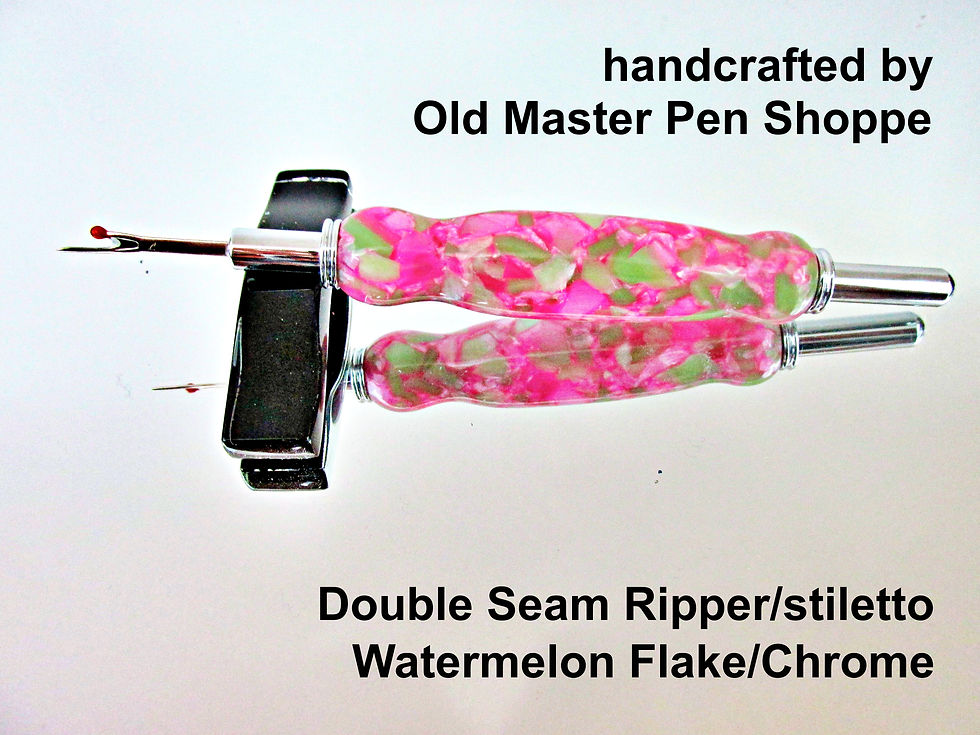 Thumbnail: Handmade Watermelon Flake Seam Ripper/Stiletto with Chrome Plating