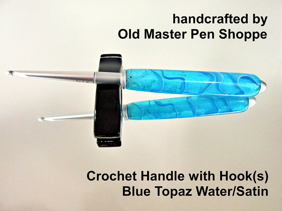 Thumbnail: Handmade Blue Topaz Water Crochet Hook with Satin Plating