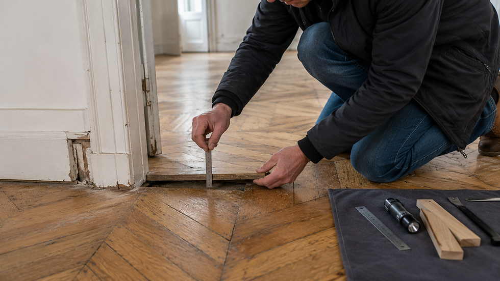Contrôle de l’épaisseur d’un parquet avant ponçage