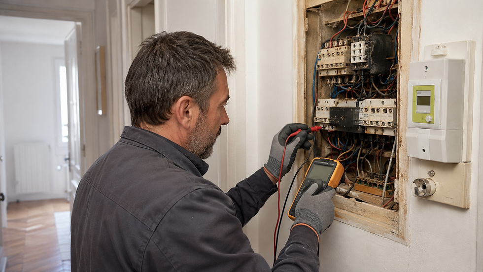 Vérification d’un tableau électrique ancien dans un appartement