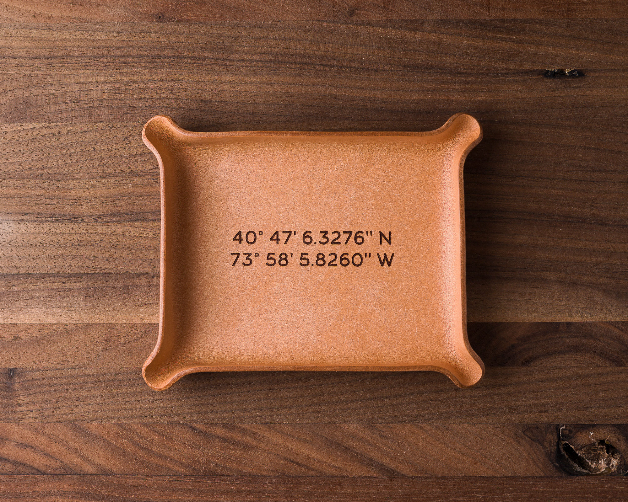 Latitude Longitude Leather Ring Dish