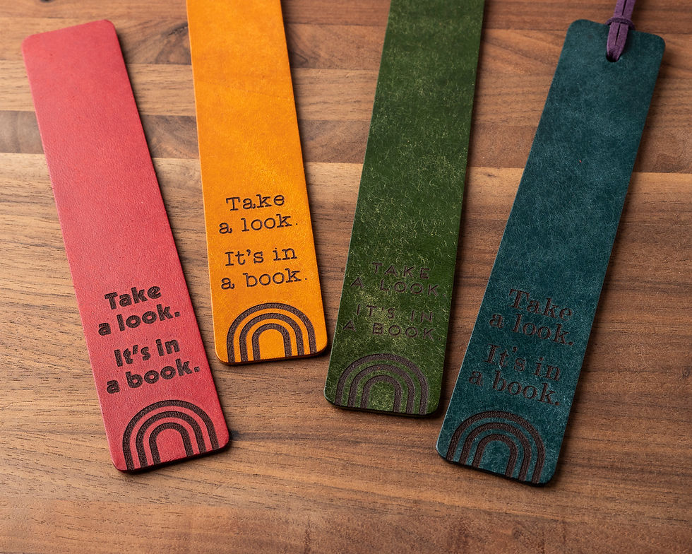 Thumbnail: Take a Look It's in a Book Leather Bookmark