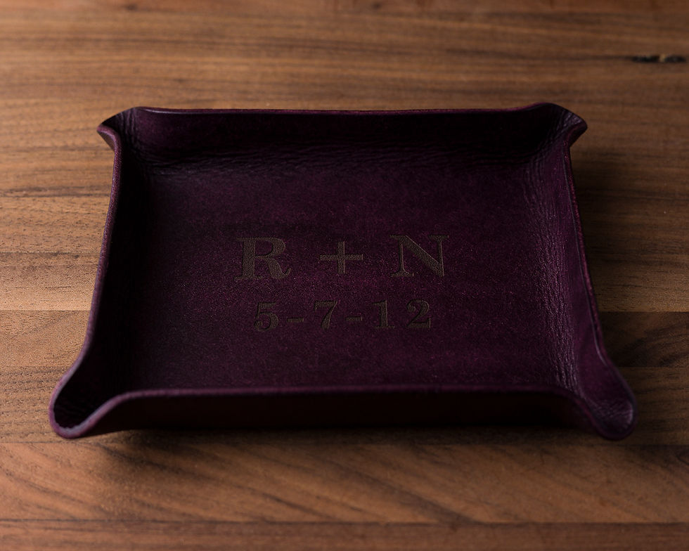 Thumbnail: Dual Monogram & Date Leather Ring Dish