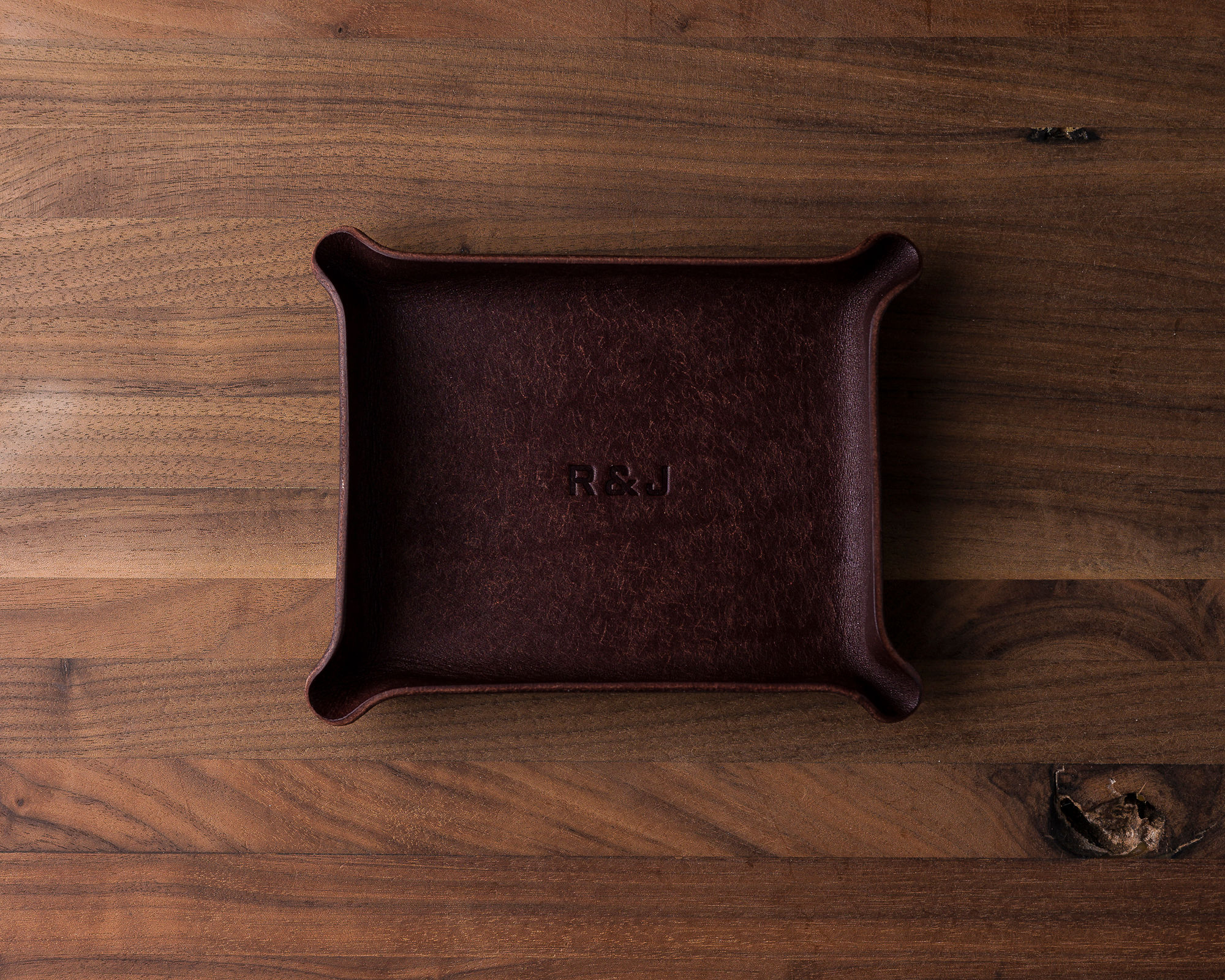 Couple Monograms Leather Ring Dish