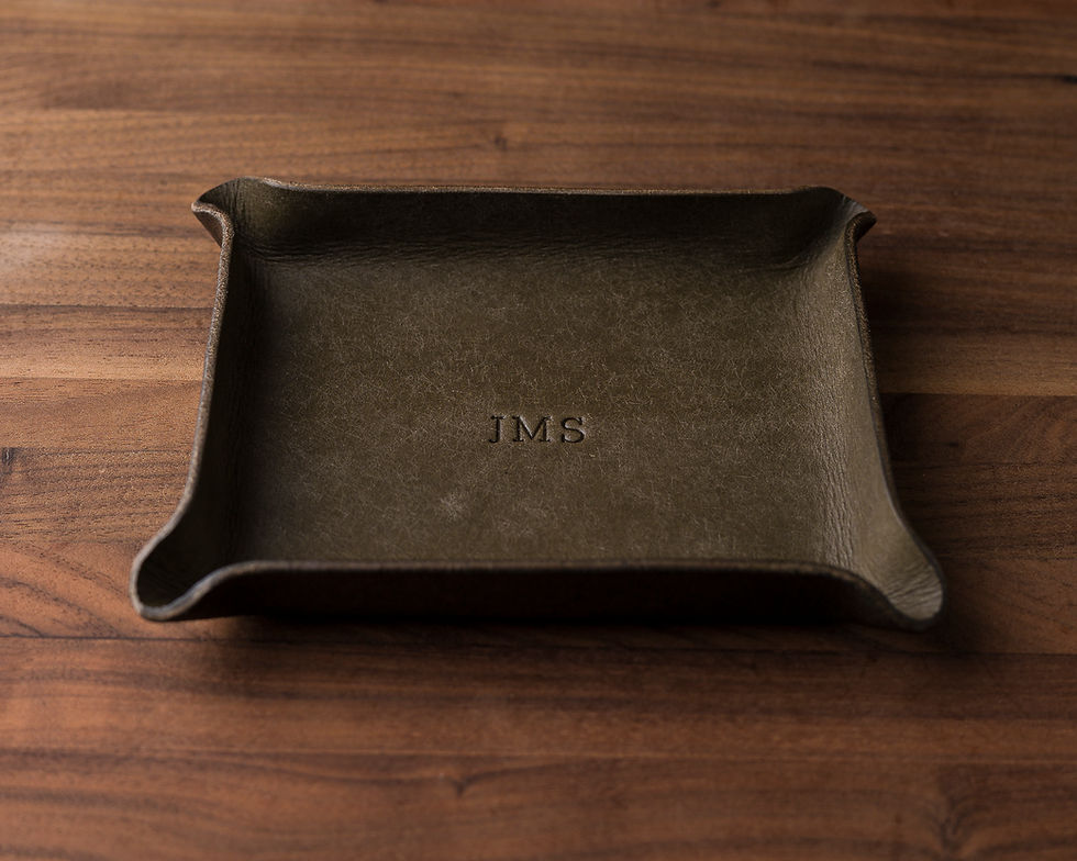 Thumbnail: Hand-Stamped Monogram Leather Ring Dish