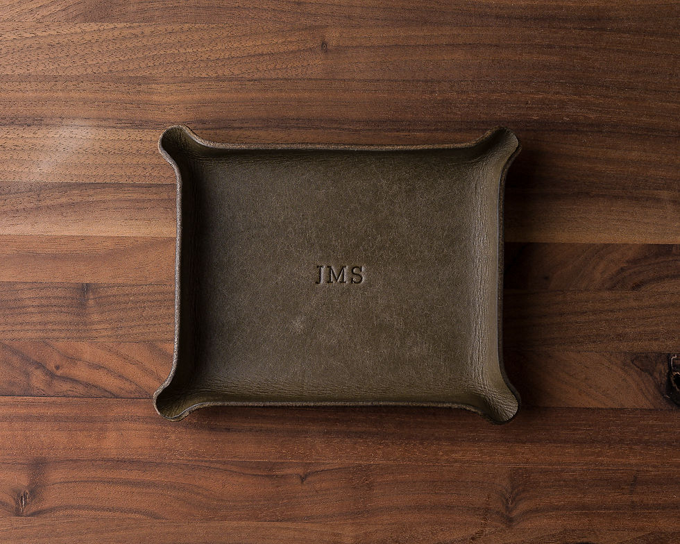 Hand-Stamped Monogram Leather Ring Dish