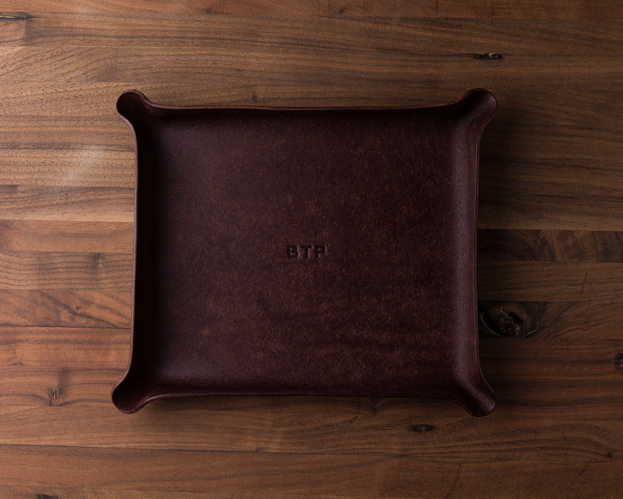 Hand-Stamped Monogram Leather Catchall