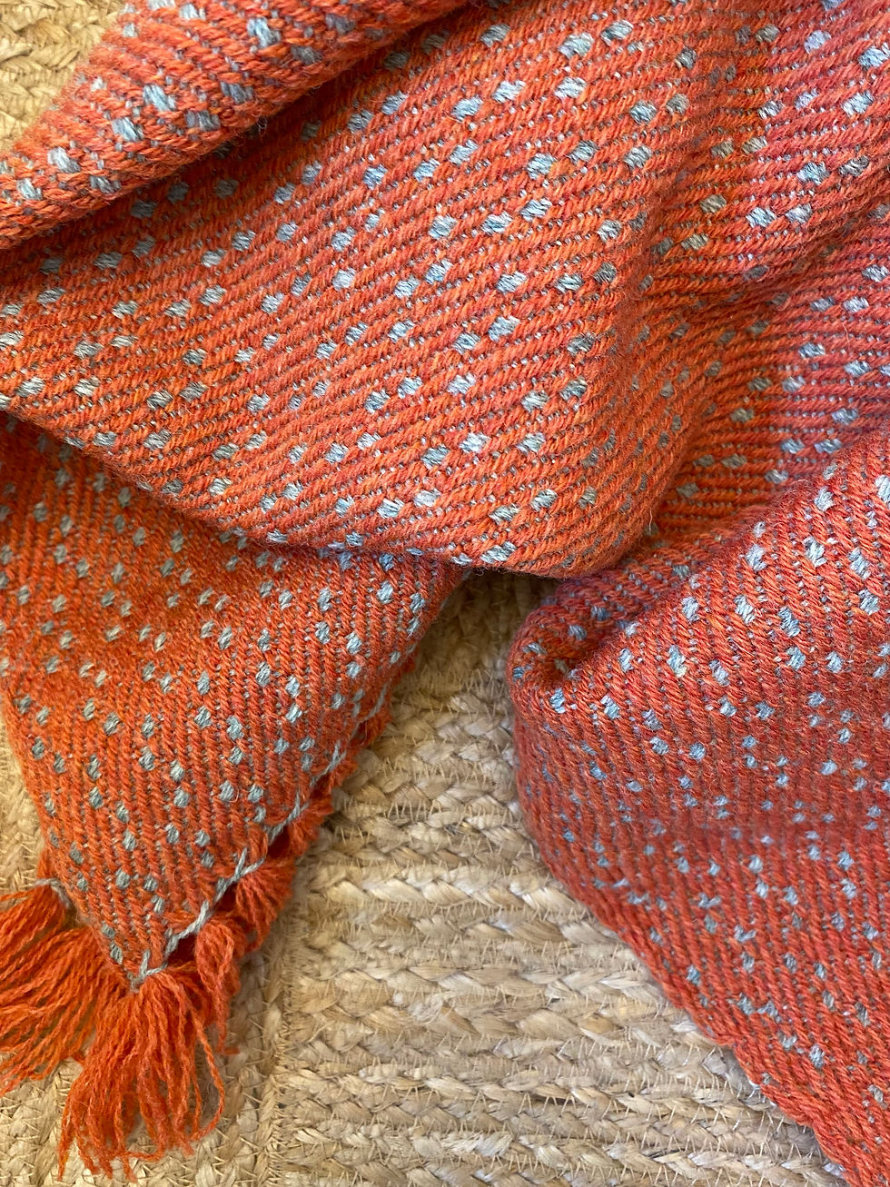 Thumbnail: Lambswool Throw – ‘Geum Tangerine’