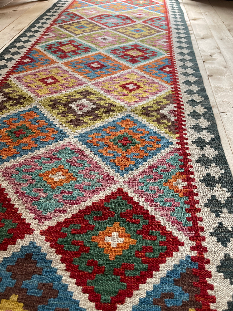 Thumbnail: Handwoven Vegetable-Dyed Wool Kilim Rug
