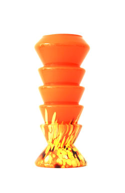 Art Deco Orange Tango Kralik Ernst Steinwald Spatter Glass Vase