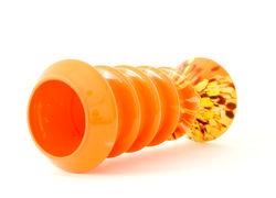Art Deco Orange Tango Kralik Ernst Steinwald Spatter Glass Vase