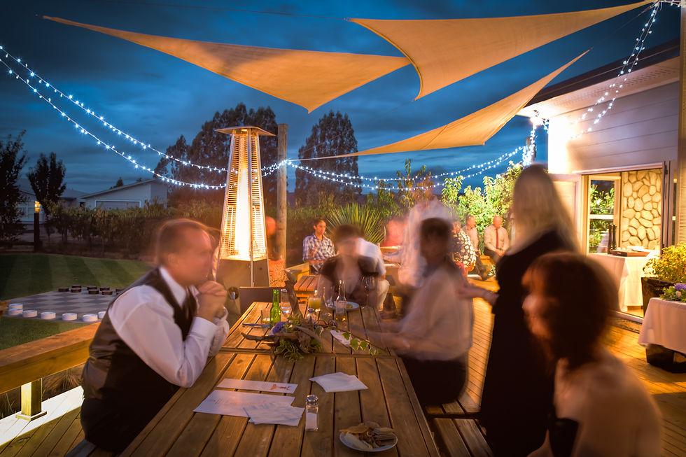 River Restaurant wine deck at night