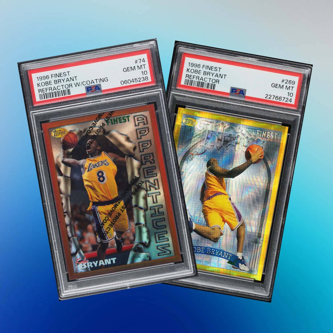 1996 Topps Finest Kobe Bryant Refractor & Gold Refractor in PSA 10 condition