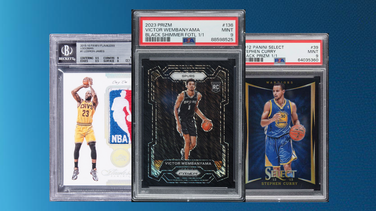 Panini-era one of one cards (Black Prizms and Flawless Logoman)