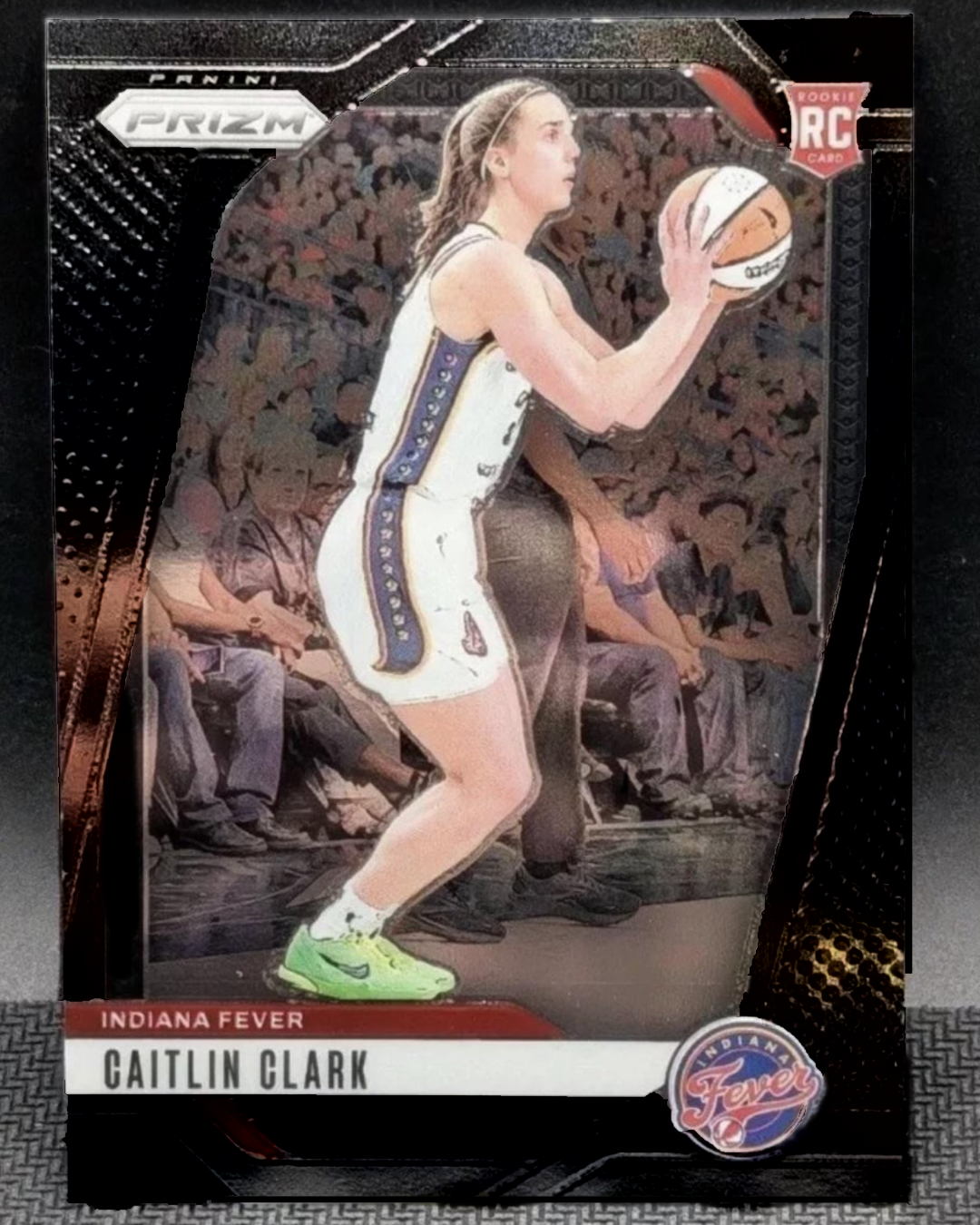 A mock-up of what Caitlin Clark’s Black Prizm rookie card would look like