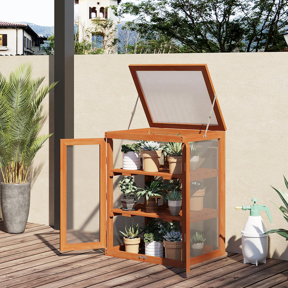 Thumbnail: Sam 3-tier Wood Greenhouse Garden Polycarbonate Cold Frame Grow House w/ Storage