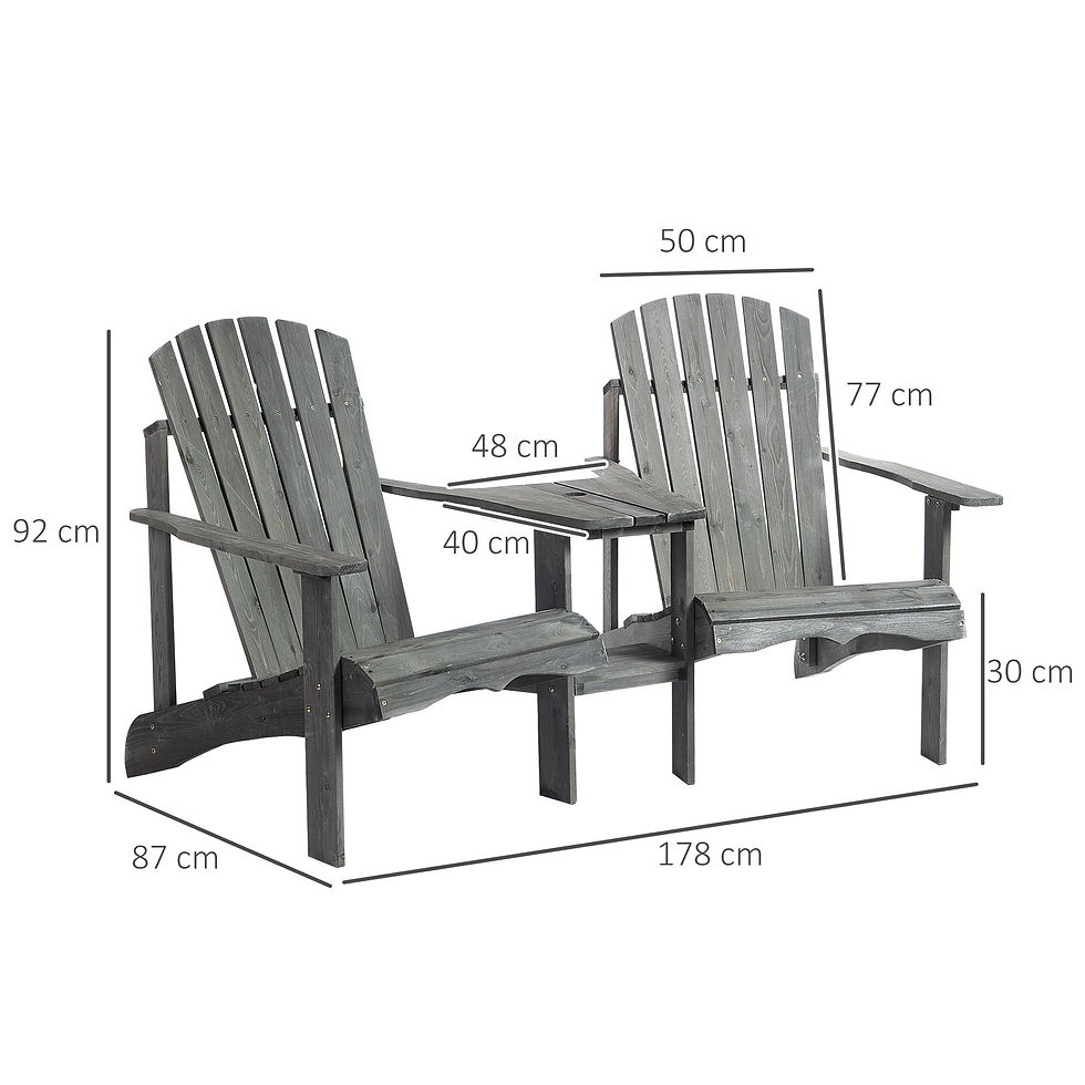 Thumbnail: Wooden Outdoor Double Adirondack Chairs Loveseat w/ Center Table and Umbrella 