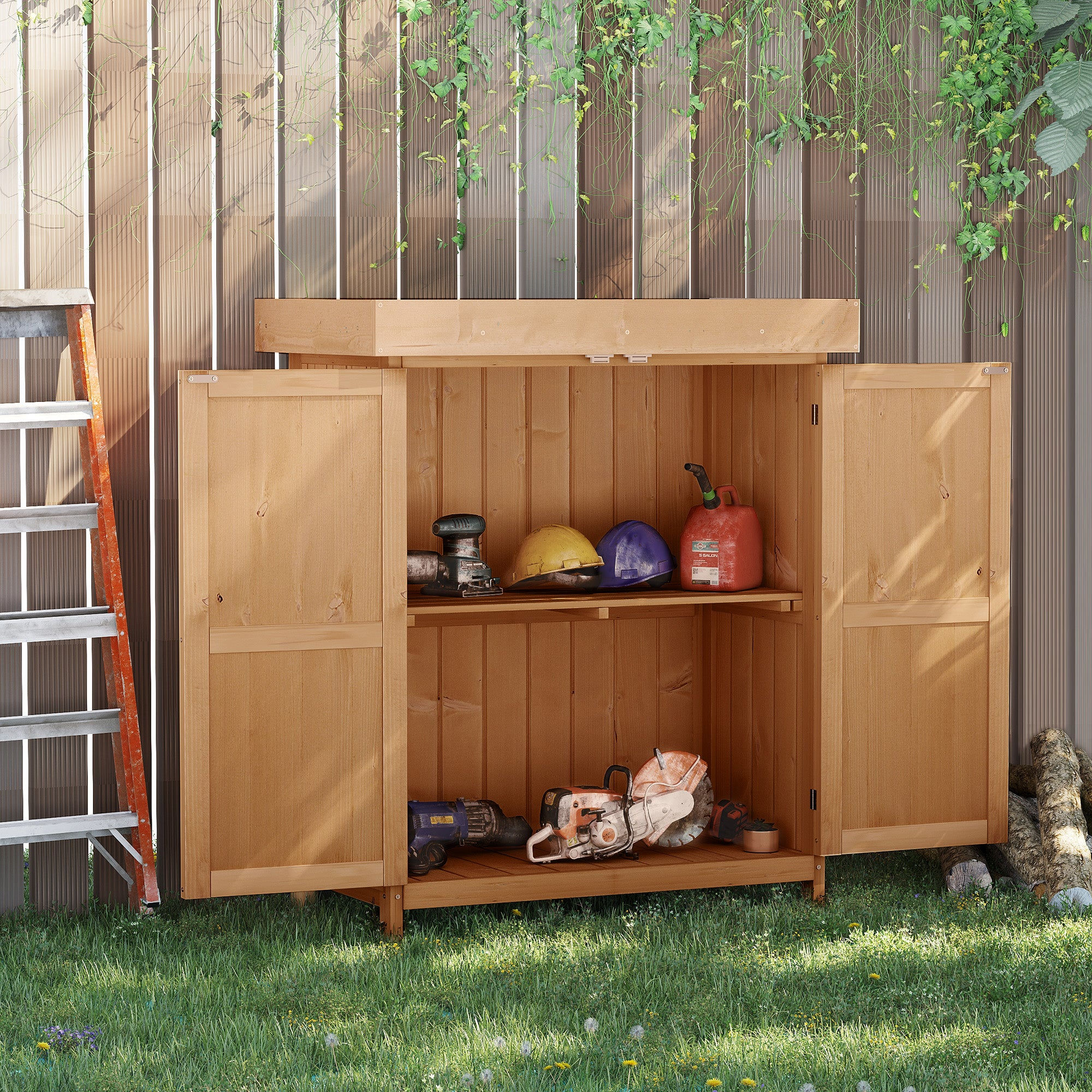Noah Outdoor Garden Storage Shed, Cedarwood-Burlywood Colour