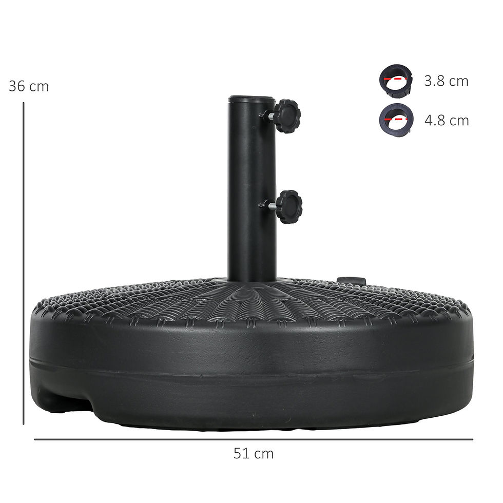 Thumbnail: 29kg Round Umbrella Parasol Base with Rattan Effect, Plastic Umbrella Stand for 