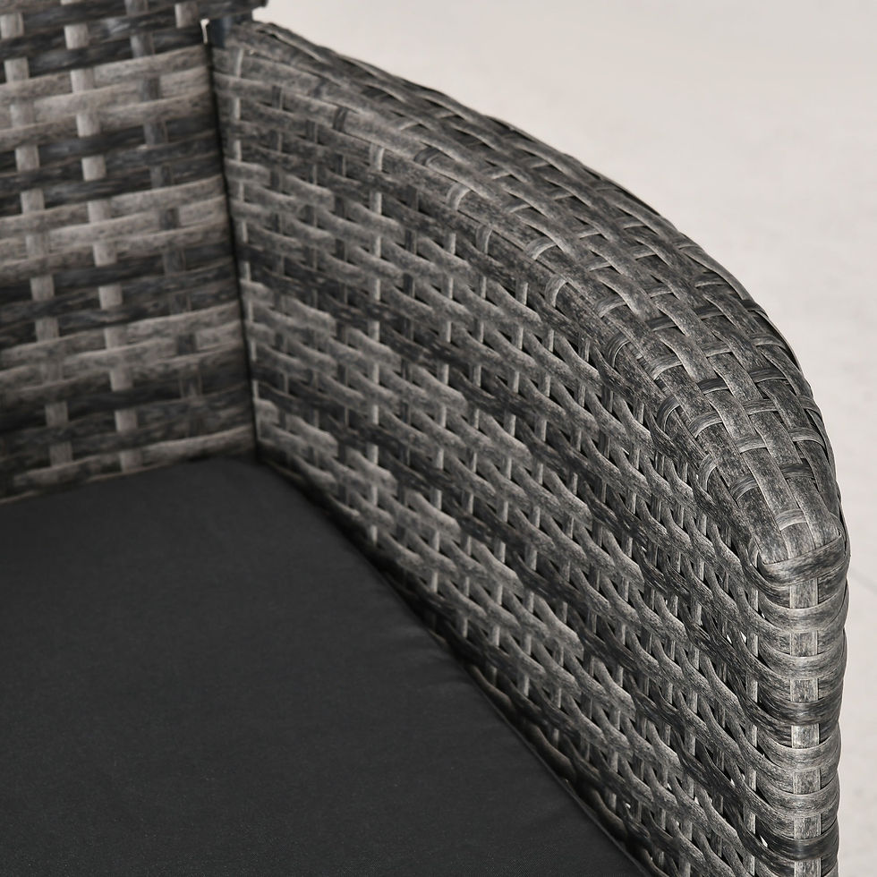 Thumbnail: Oliver 3 PCs Rattan Garden Bistro Set with Cushions Patio Weave Companion Set