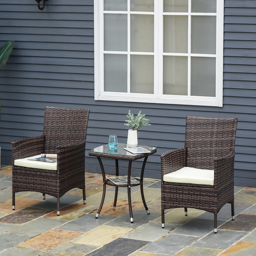 Thumbnail: Bear Outdoor Rattan Furniture Bistro Set 3 PCs Weave Companion Table Chair