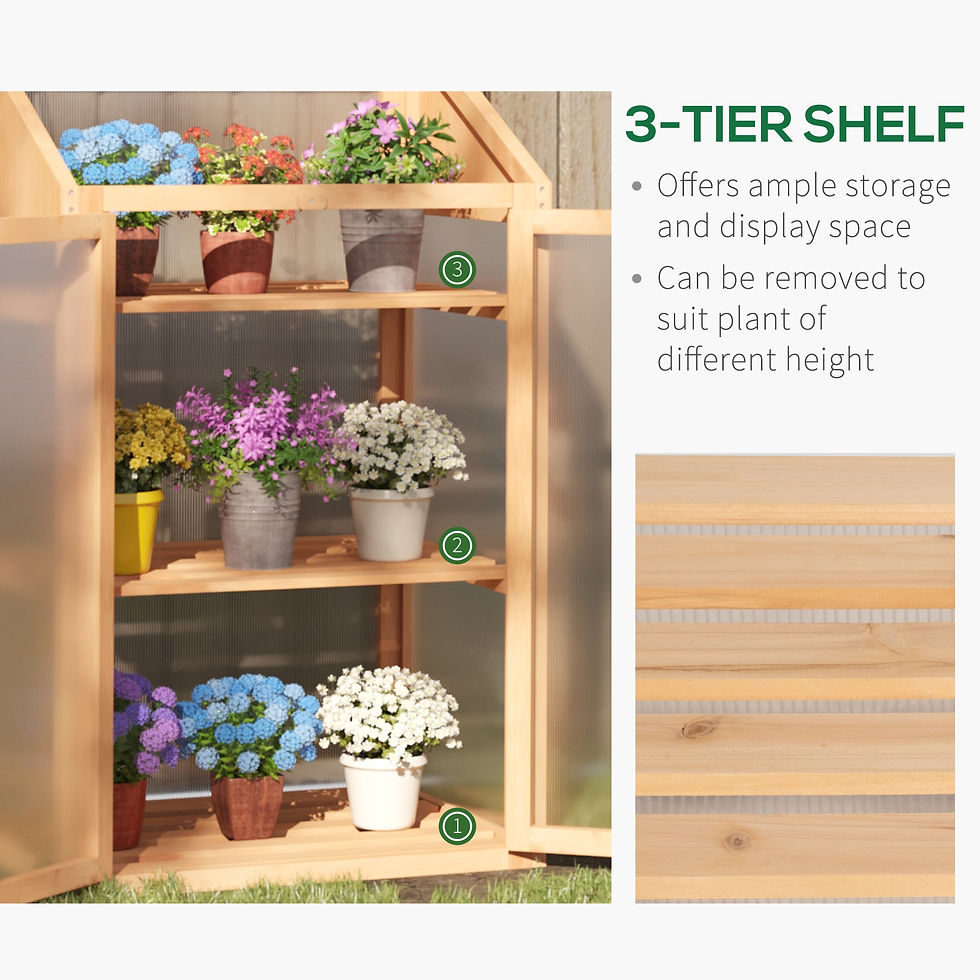Thumbnail: Wooden Greenhouse, Cold Frame Grow House with Polycarbonate Semi Transparent Gla