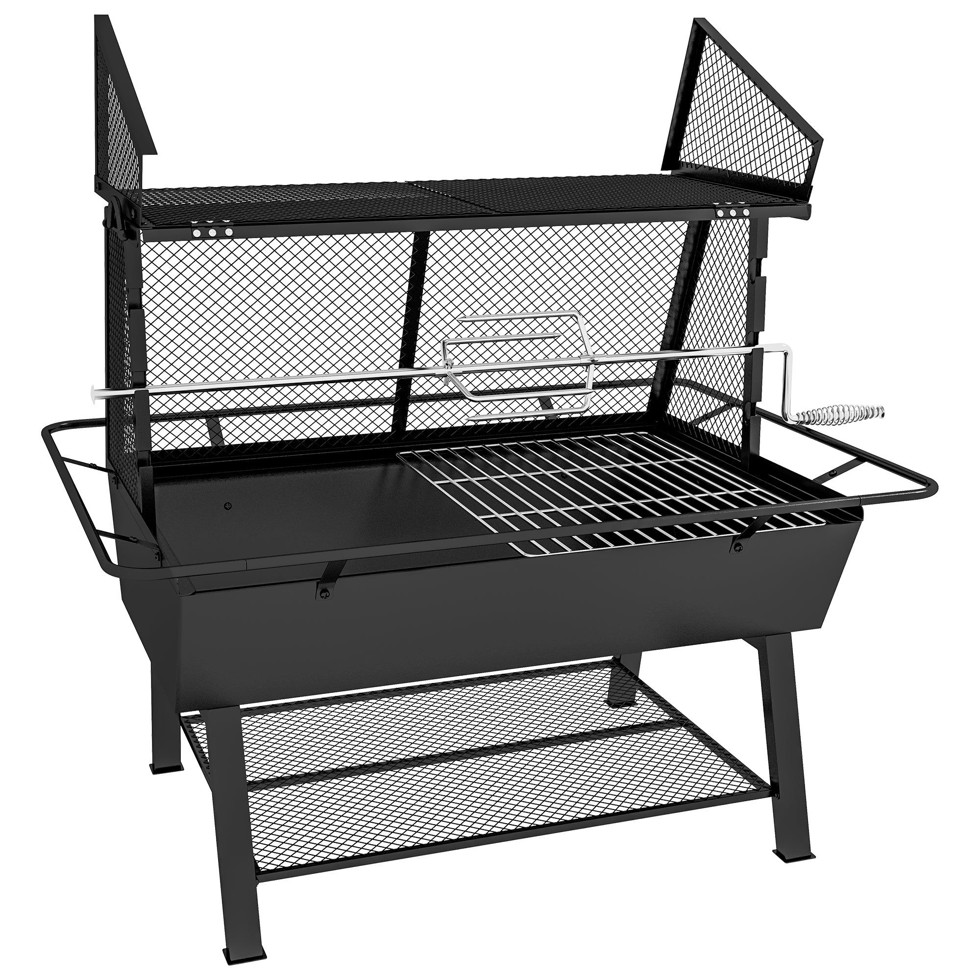 Dom 3-in-1 Charcoal Barbecue Grill, Rotisserie Roaster, Fire Pit 