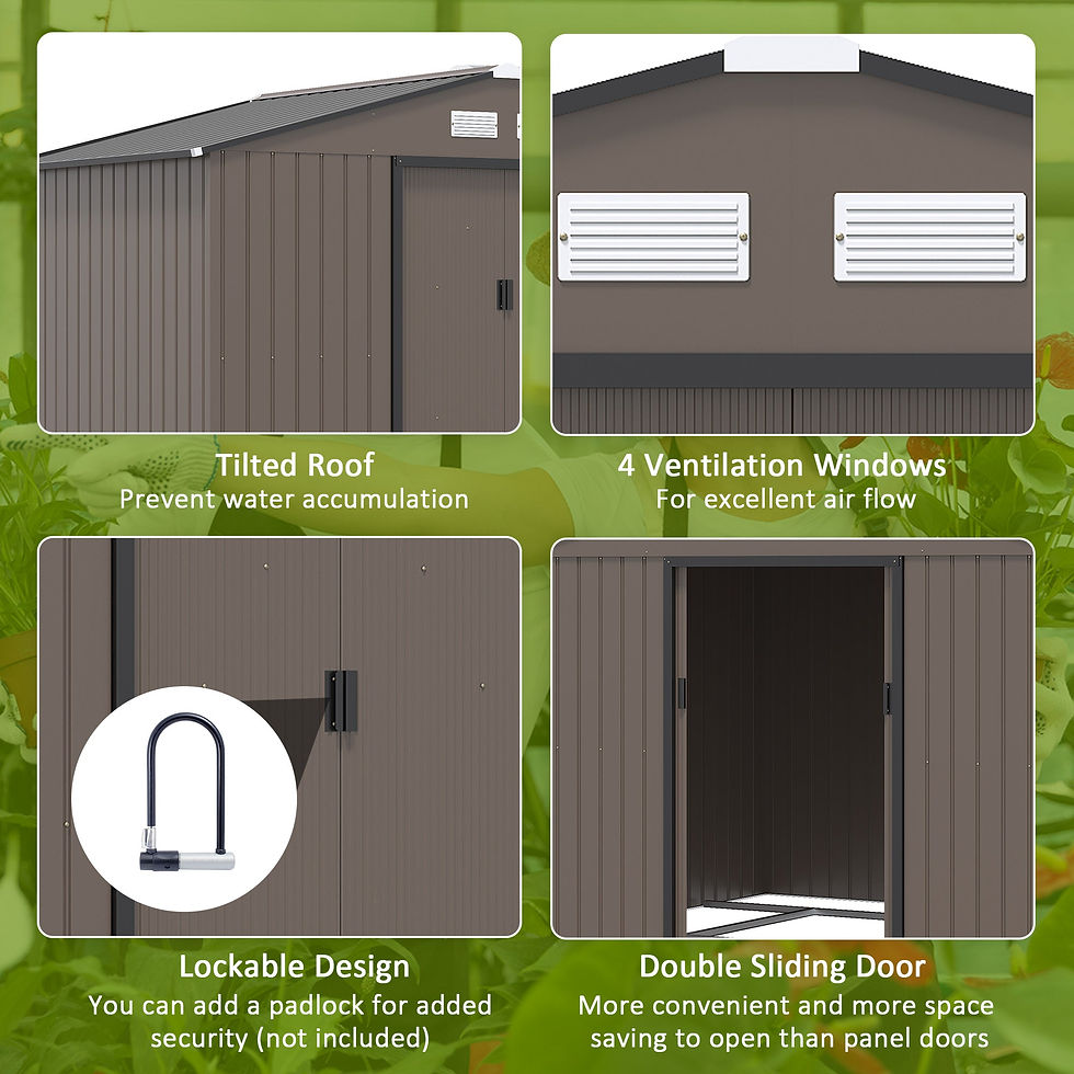 Thumbnail: 9 x 6FT Garden Metal Storage Shed Outdoor Storage Shed with Ventilation