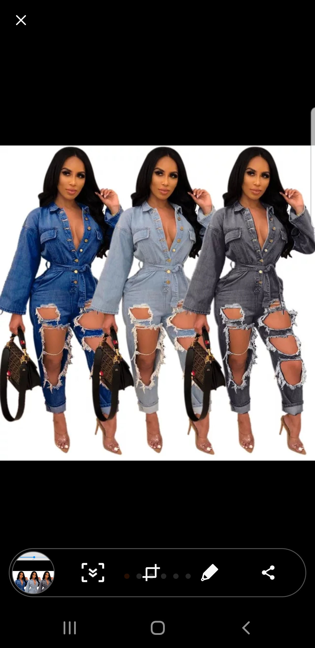 Blue jean pants suit