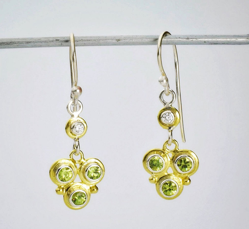 garnet and diamond custom dangle earrings