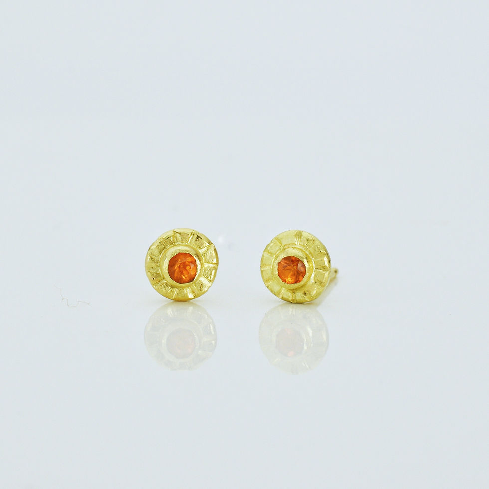 18k gold earrings with mandarin garnets