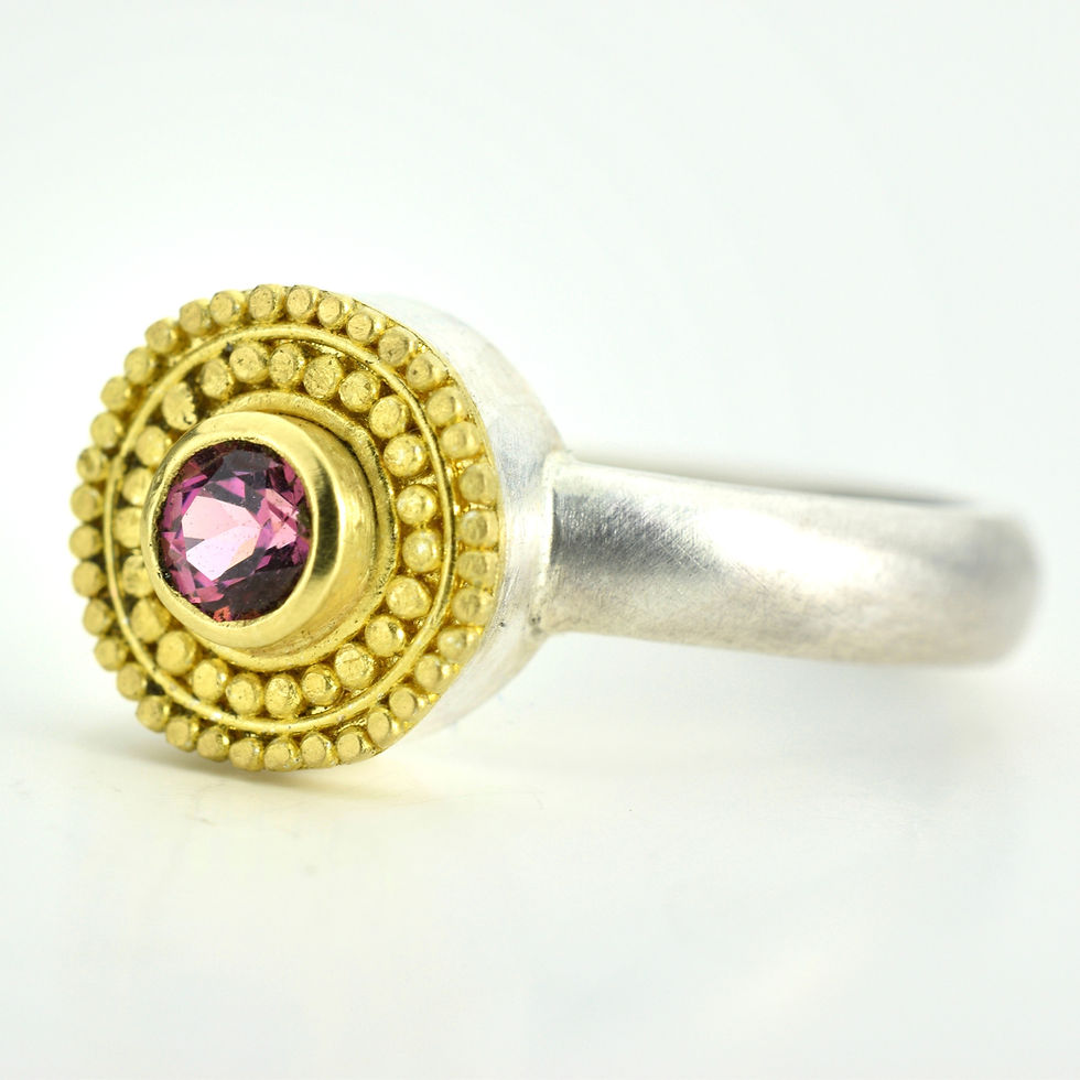 garnet ring in 22k gold and silver