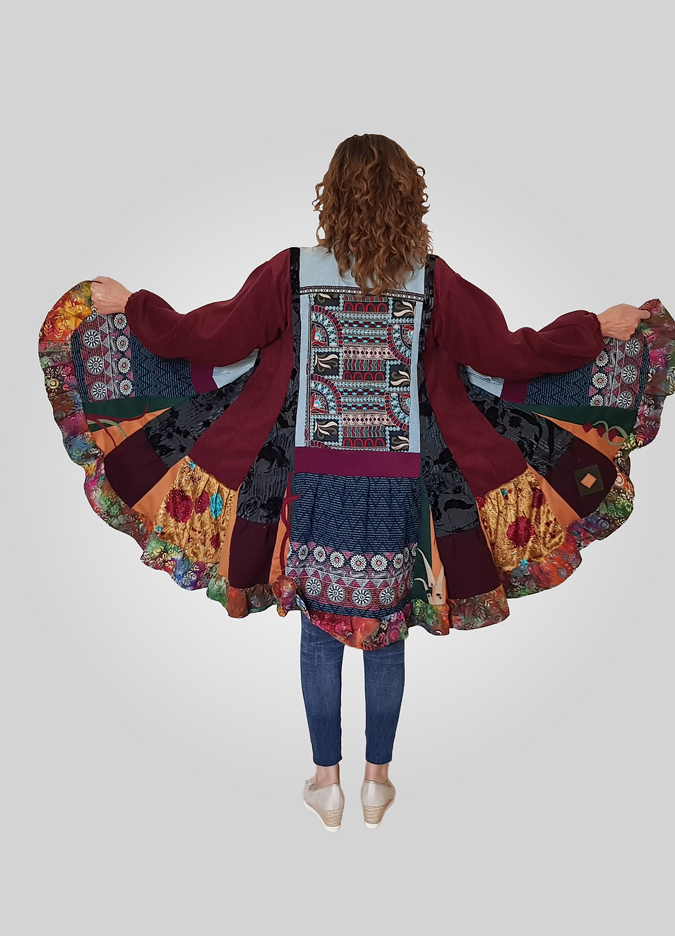 Women's upcycled denim duster