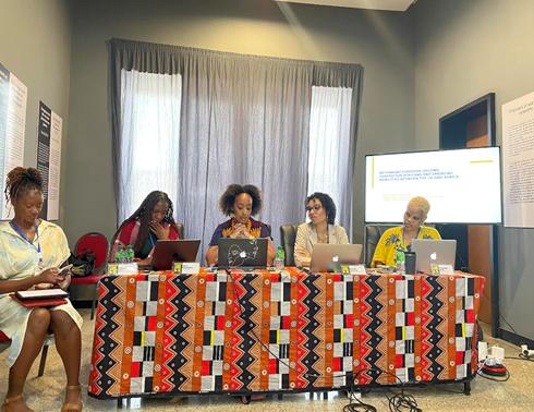 Panel on Diasporic directions: Dialika Sall, Faith Macharia, Mikal Woldu, Helene Quasgie and Jordanne Amos.