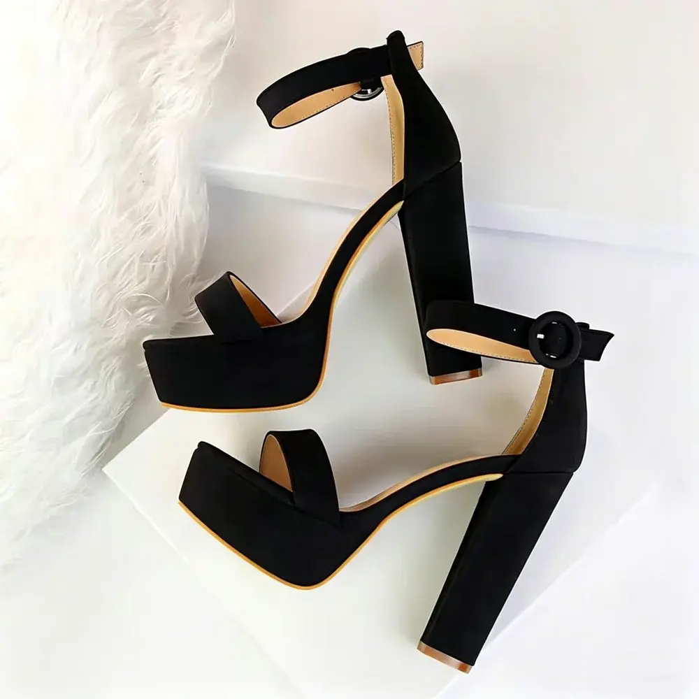 Brand Elegant Sandals Women Heels Pumps Women's Waterproof Platform Toe Sandals