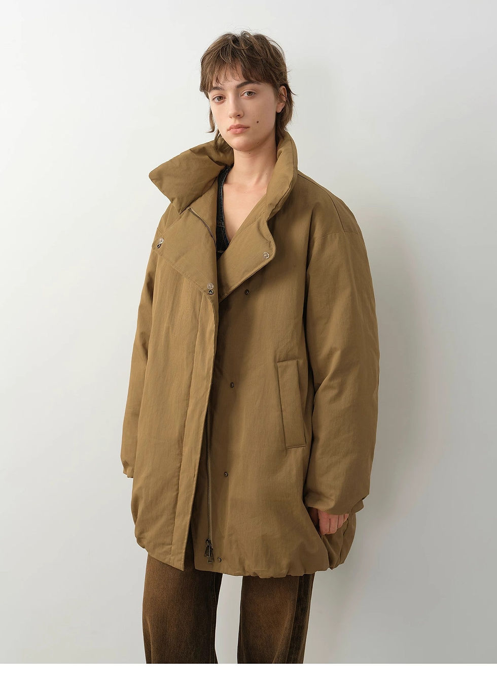 Thumbnail: Fireladyfur Women's Winter Goose Down Coat With Tuscan Wool"Modern Introduction"