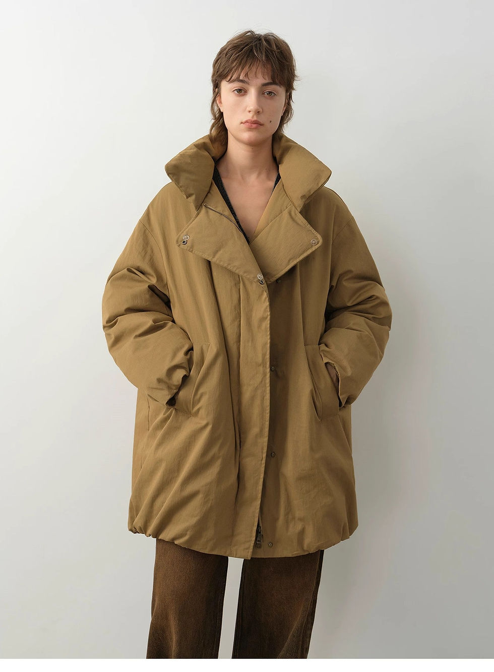 Thumbnail: Fireladyfur Women's Winter Goose Down Coat With Tuscan Wool"Modern Introduction"