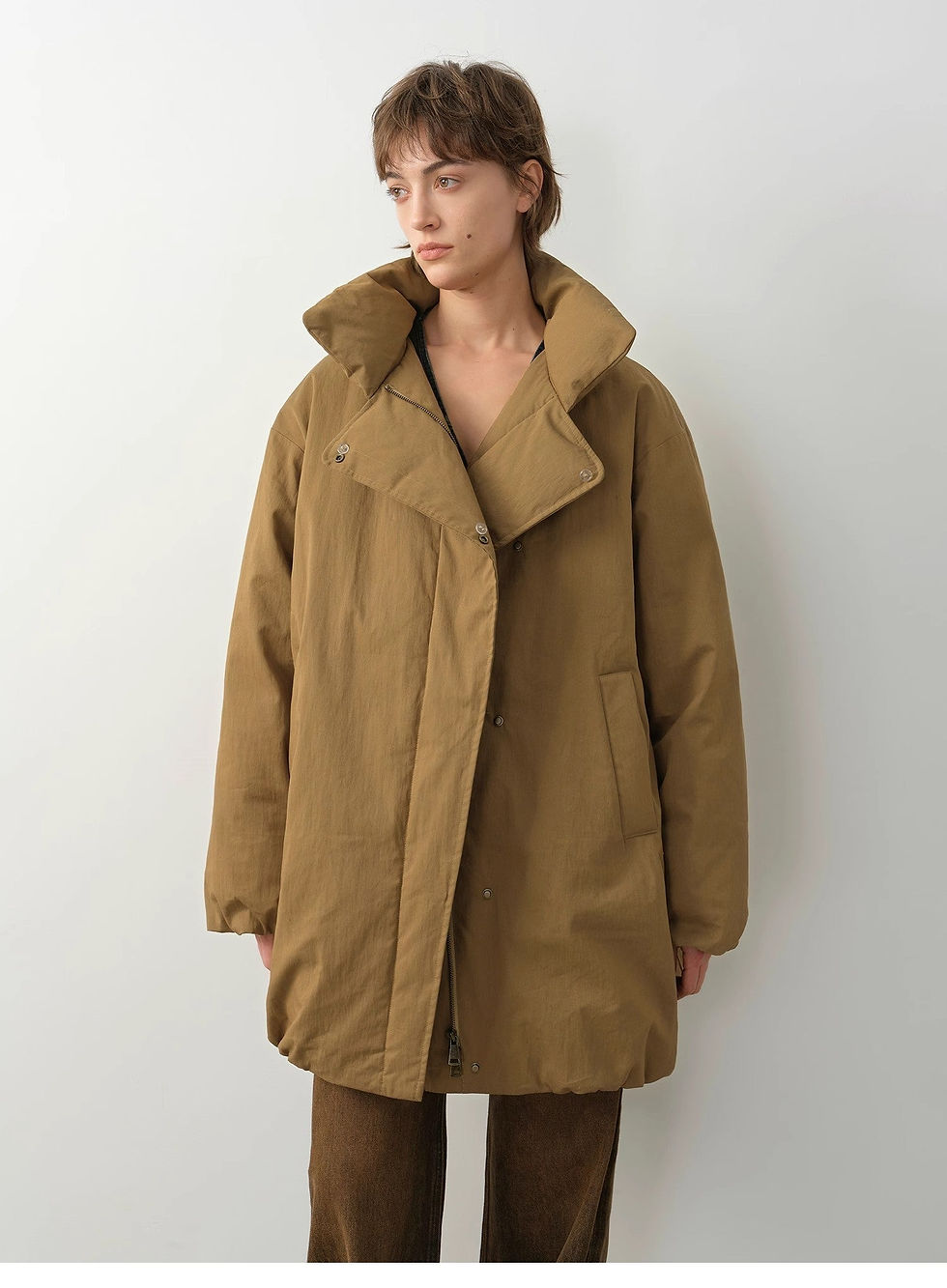 Thumbnail: Fireladyfur Women's Winter Goose Down Coat With Tuscan Wool"Modern Introduction"
