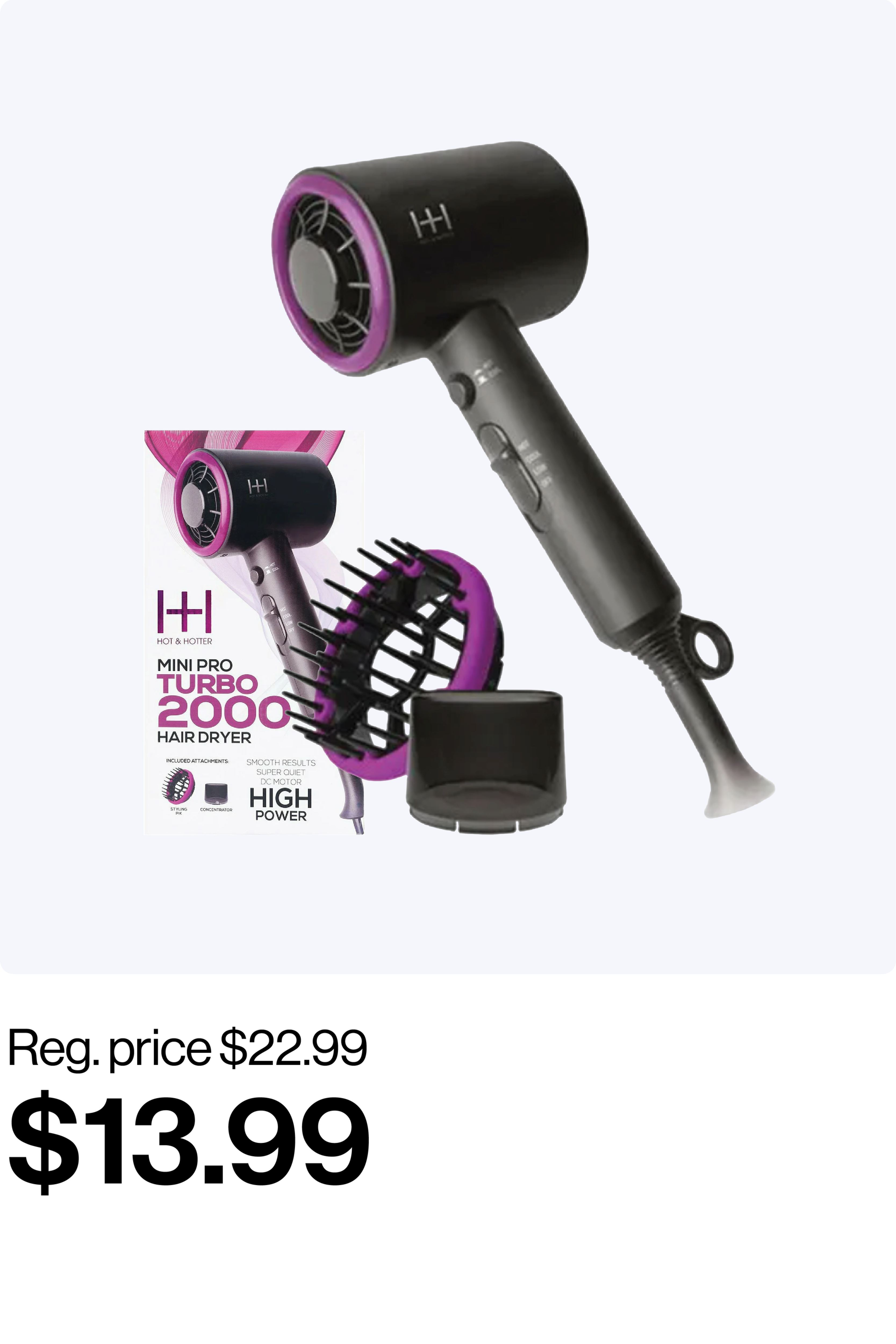 HOT & HOTTER Mini Pro Turbo 2000 Hair Dryer