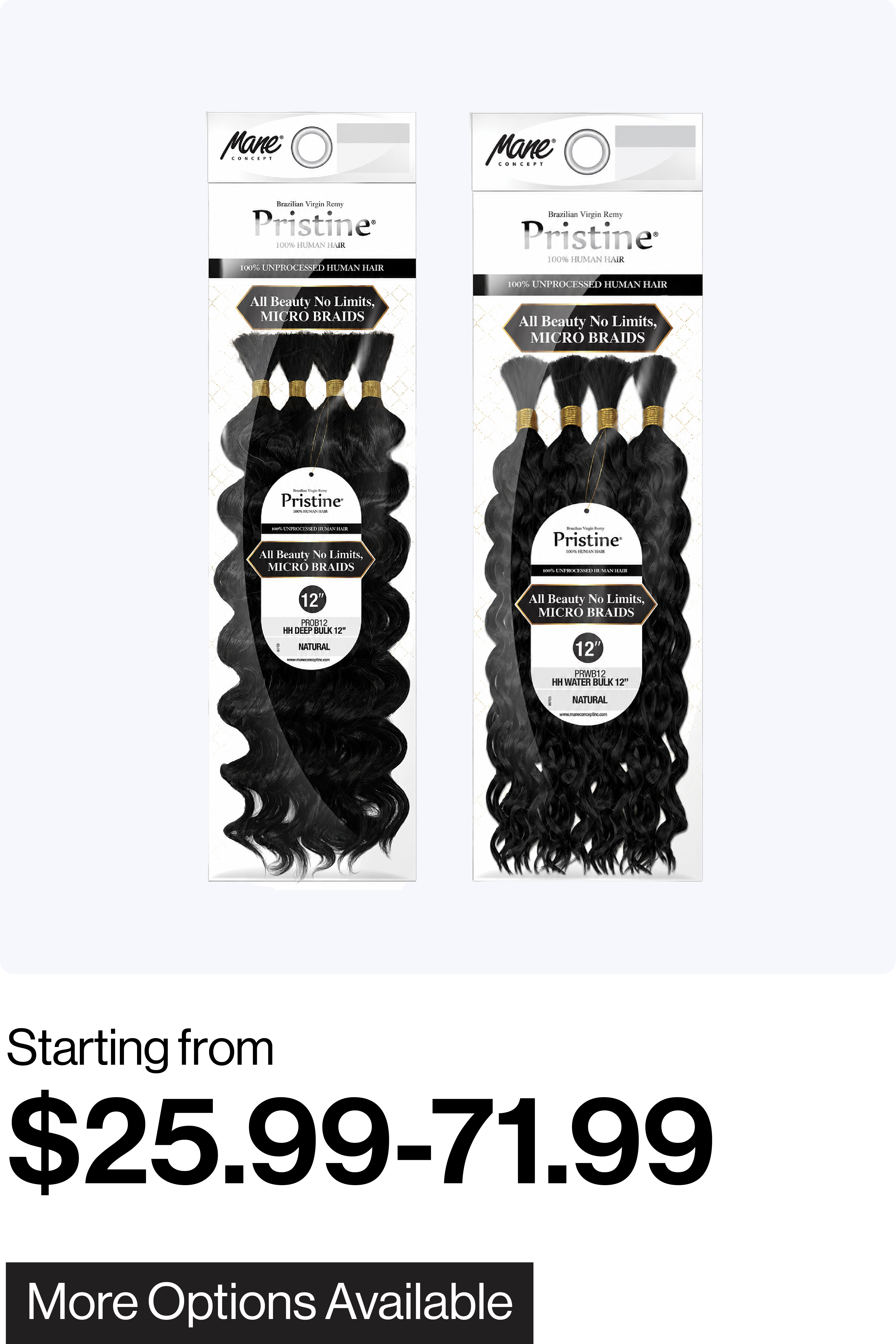 MANE CONCEPT Pristine Bulk Human Hair Braids 12" / 18" / 24"